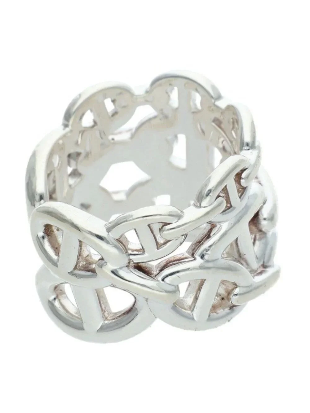 Hermes Chaine D'ancre Enchainee GM Silver Ring